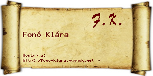 Fonó Klára névjegykártya
